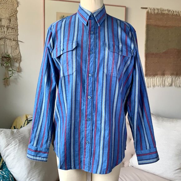 Vintage Sears Wearmaster Stripped Long Sleeve Causal Shirt Heritage Normcore - Picture 5 of 16
